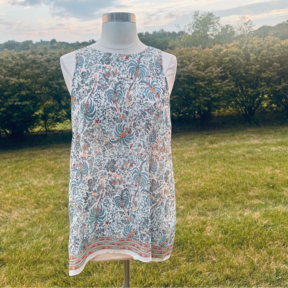 Max Studio Sleeveless Top w/Fun Tropical Palm Tree Design - Picture 2 of 14